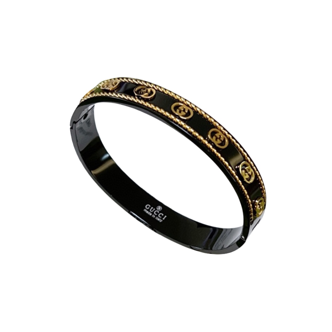 GGS016 Anger Forest series interlocking G black ceramic bangle bracelet - ccjewelryacc