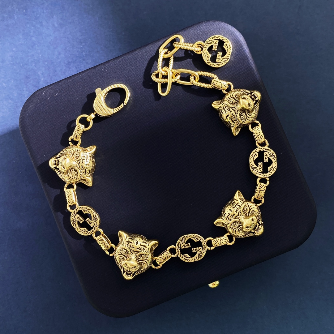 GGS025 GG tiger head Charms bracelet for men - ccjewelryacc