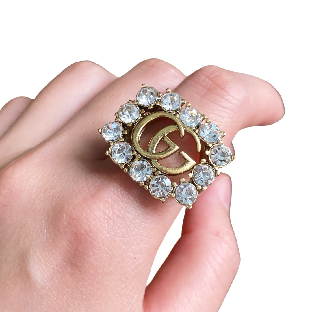 GGR002 12 Diamond GG logo ring - ccjewelryacc