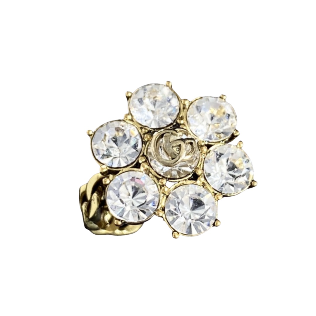GGR001 7 diamond flower with GG logo ring - ccjewelryacc