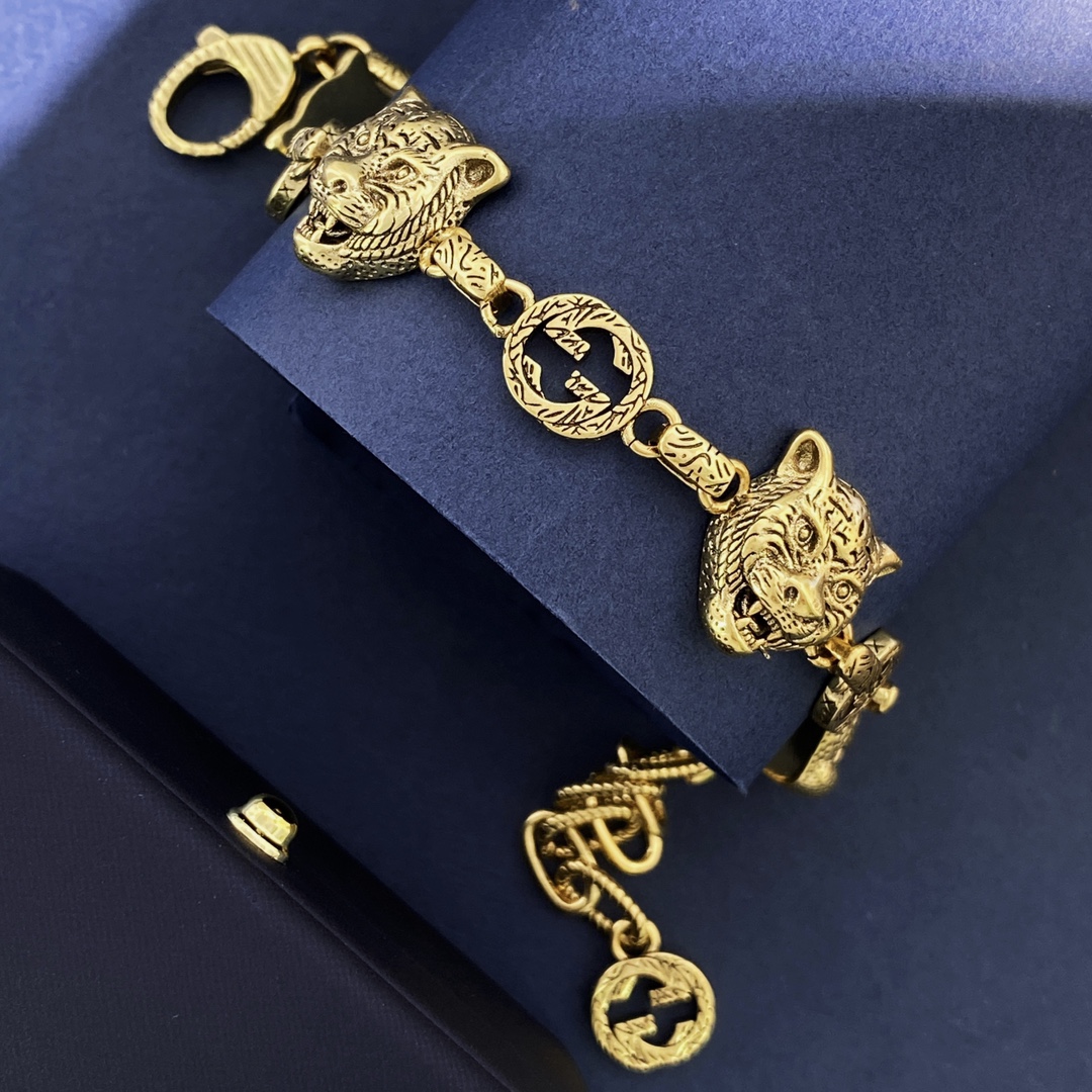 GGS025 GG tiger head Charms bracelet for men - ccjewelryacc