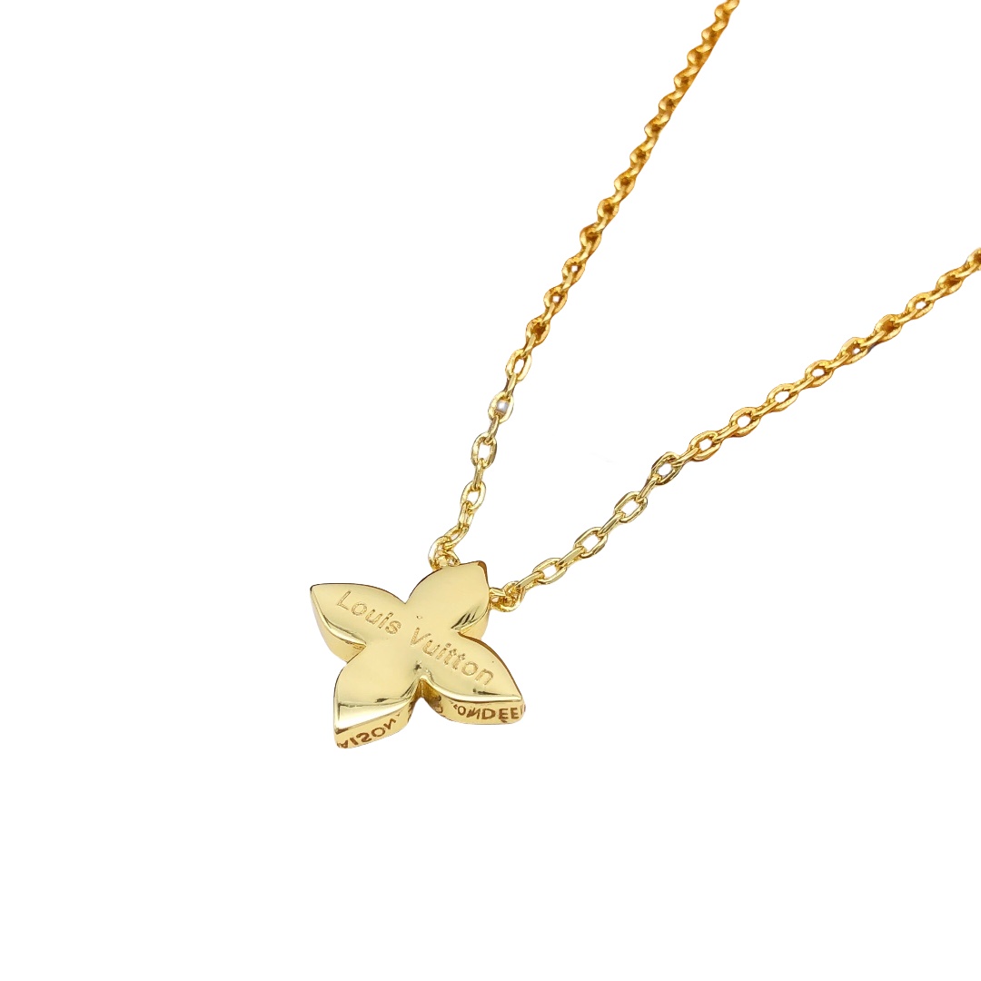 LVN071 Designer Louis crystal Monogram pendant necklace - ccjewelryacc