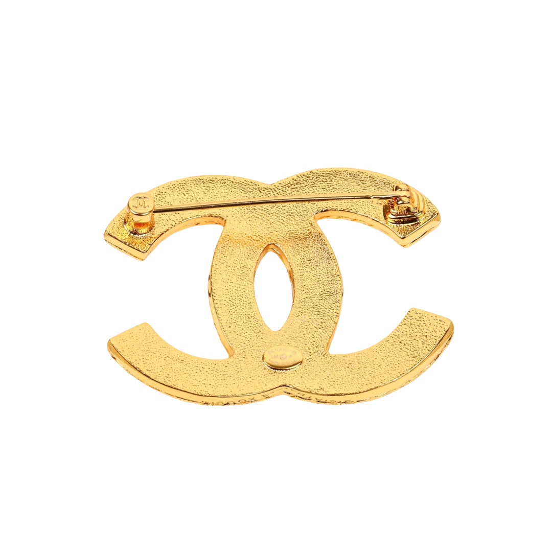 BCB305 24 Denim texture enamel CC logo brooch pin - ccjewelryacc