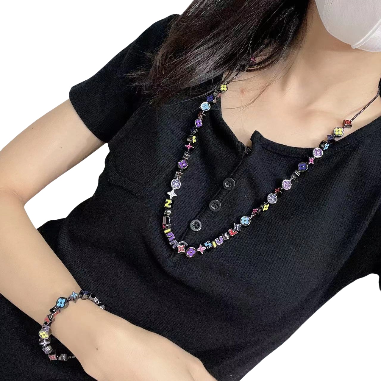 LVN043 louis Monogram party necklace - ccjewelryacc