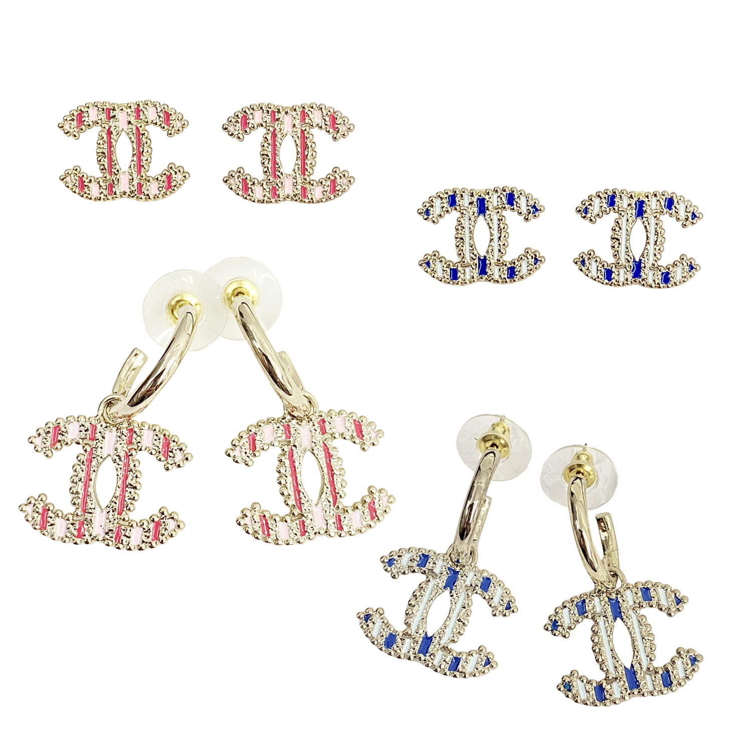 CCE587 24P enamel CC logo earring - ccjewelryacc