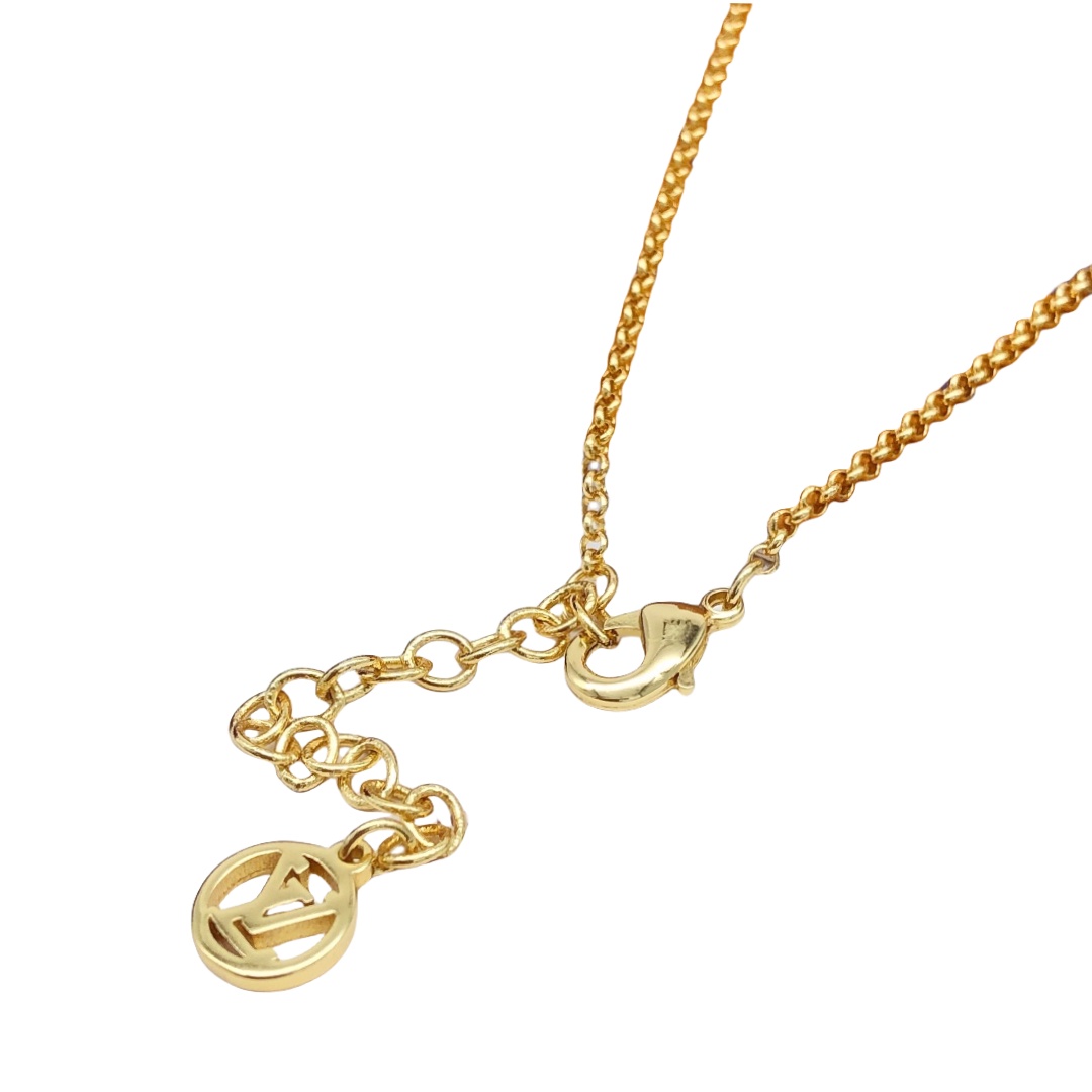 LVN021  Louis Metal Crystal  iconic pendant necklace - ccjewelryacc