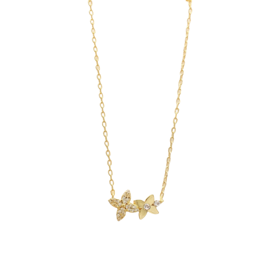 LVN089 VL Two monogram flower necklace - ccjewelryacc