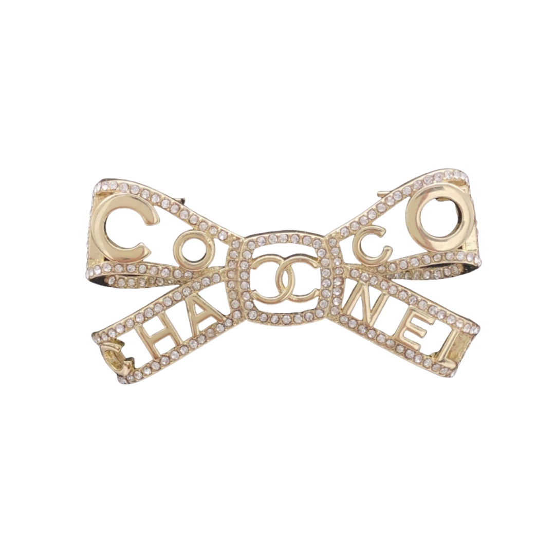 BCB404 CC Metal crystal bow brooch pin - ccjewelryacc
