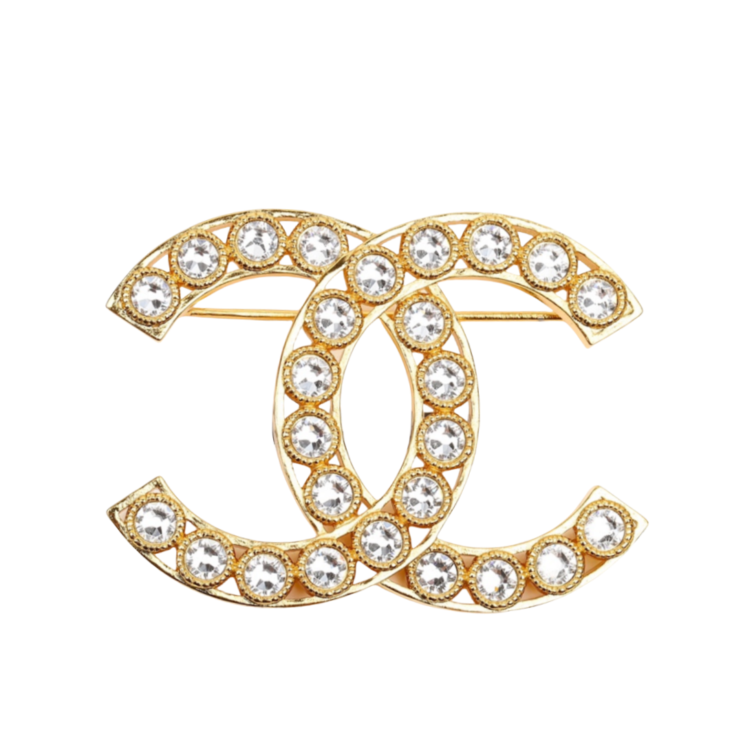 BCB411 Swarovski crystal sparkling CC Logo brooch pin - ccfashionjewelry