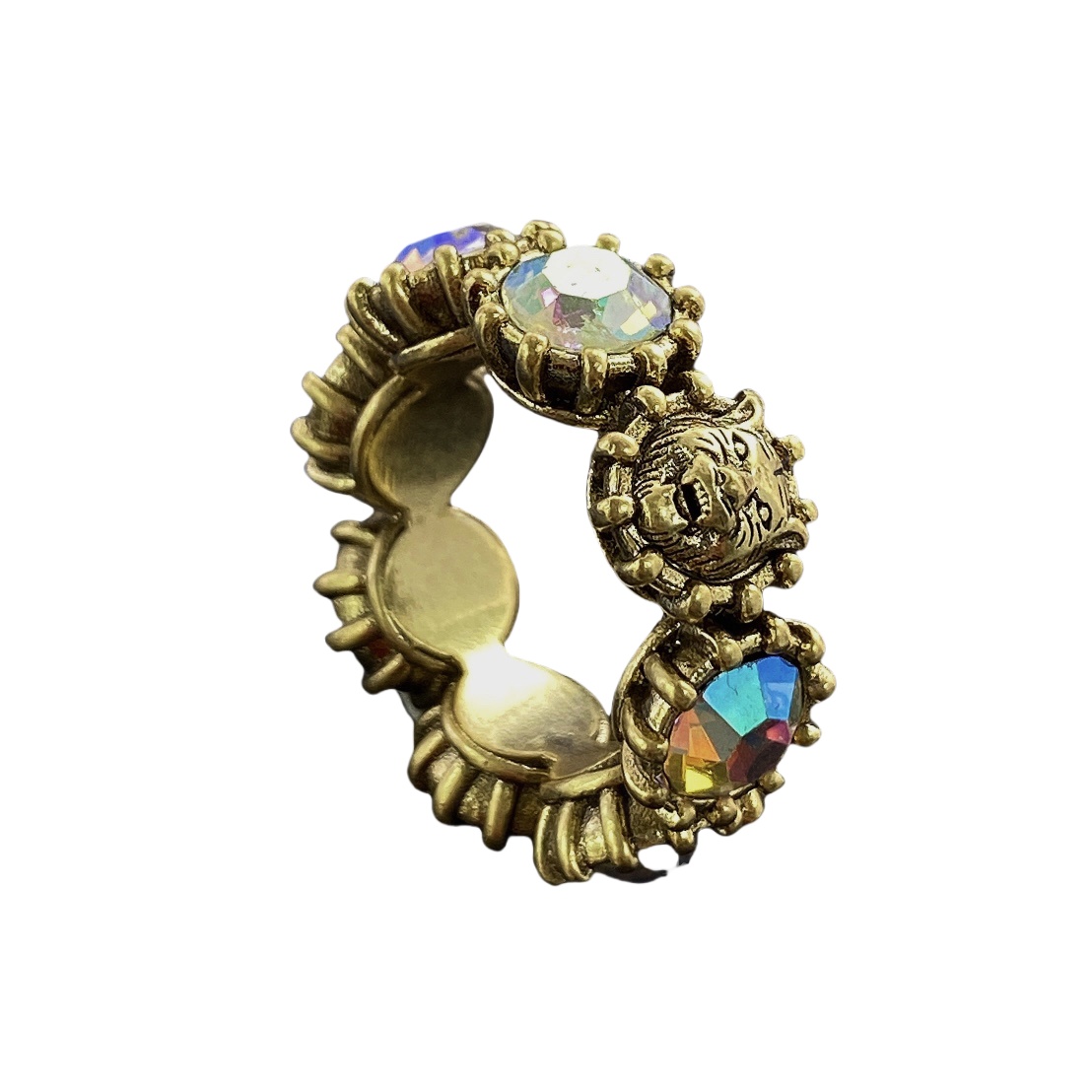 GGR020 Vintage colorful diamond and lion head ring - ccjewelryacc