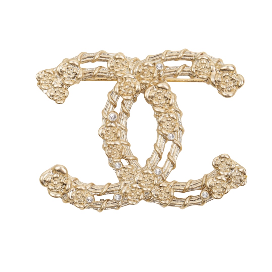BCB235 Metal camellia CC logo brooch pin - ccjewelryacc