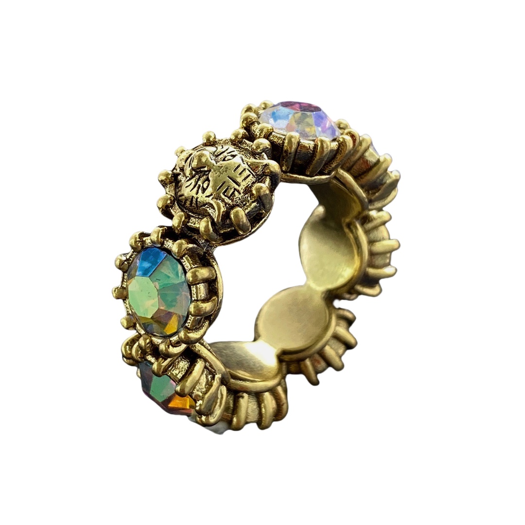 GGR020 Vintage colorful diamond and lion head ring - ccjewelryacc
