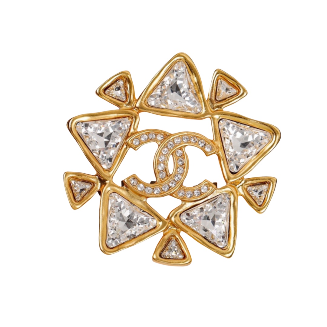 BCB372 Vintage swarovski crystal CC brooch - ccjewelryacc