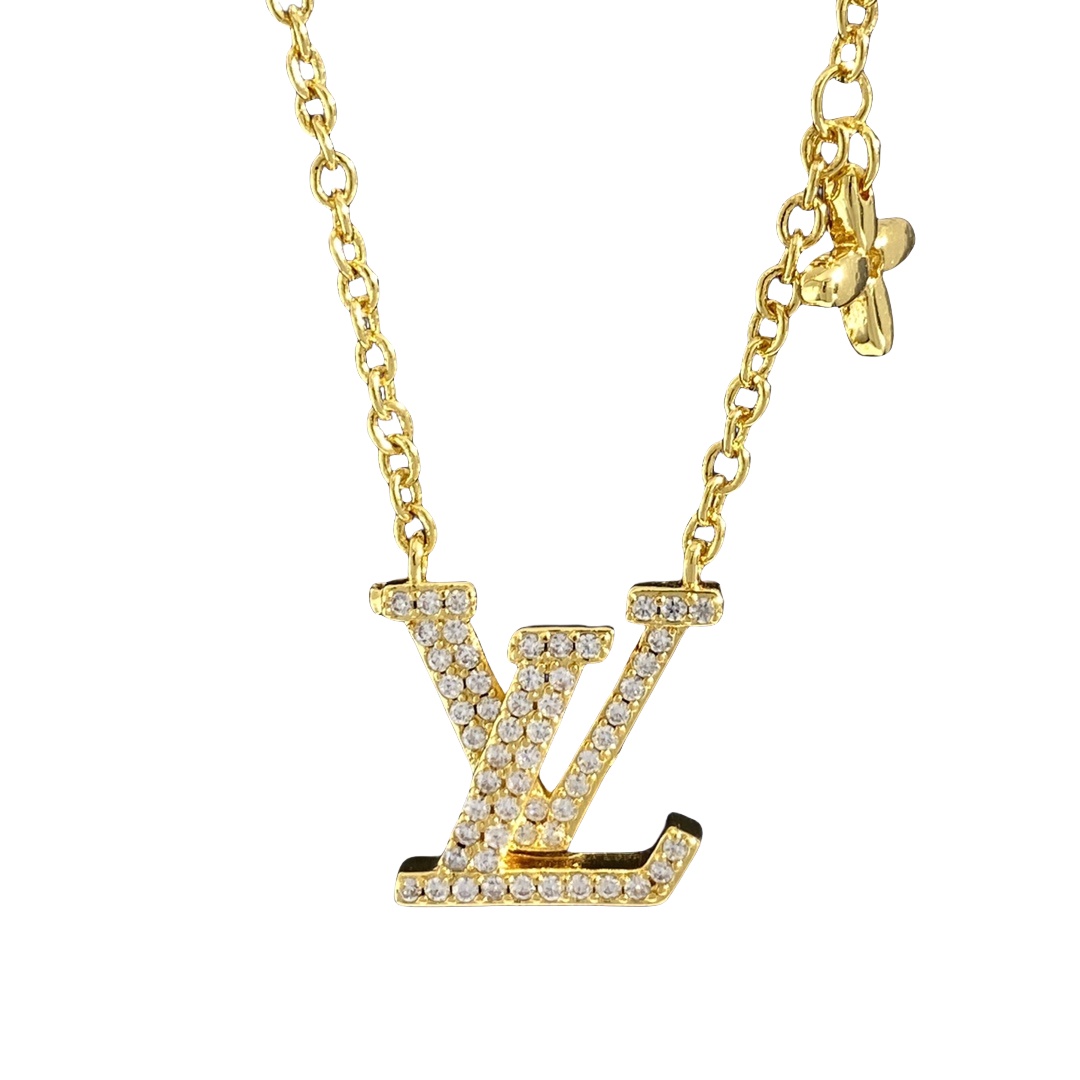 LVN033 Crystal VL iconic pendant necklace - ccjewelryacc