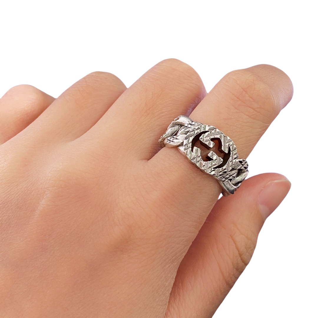 GGR019 Interlocking g ring in silver - ccjewelryacc