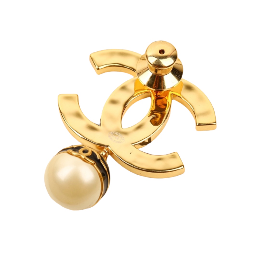 BCB328 24S Coco Black enamel cc logo Brooch Pins - ccjewelryacc