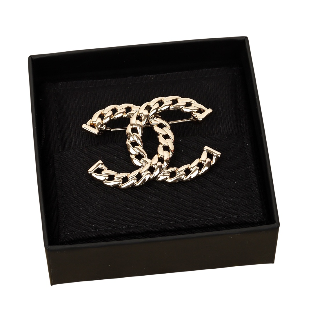 BCB426 24P Chain CC logo brooch pin - ccjewelryacc