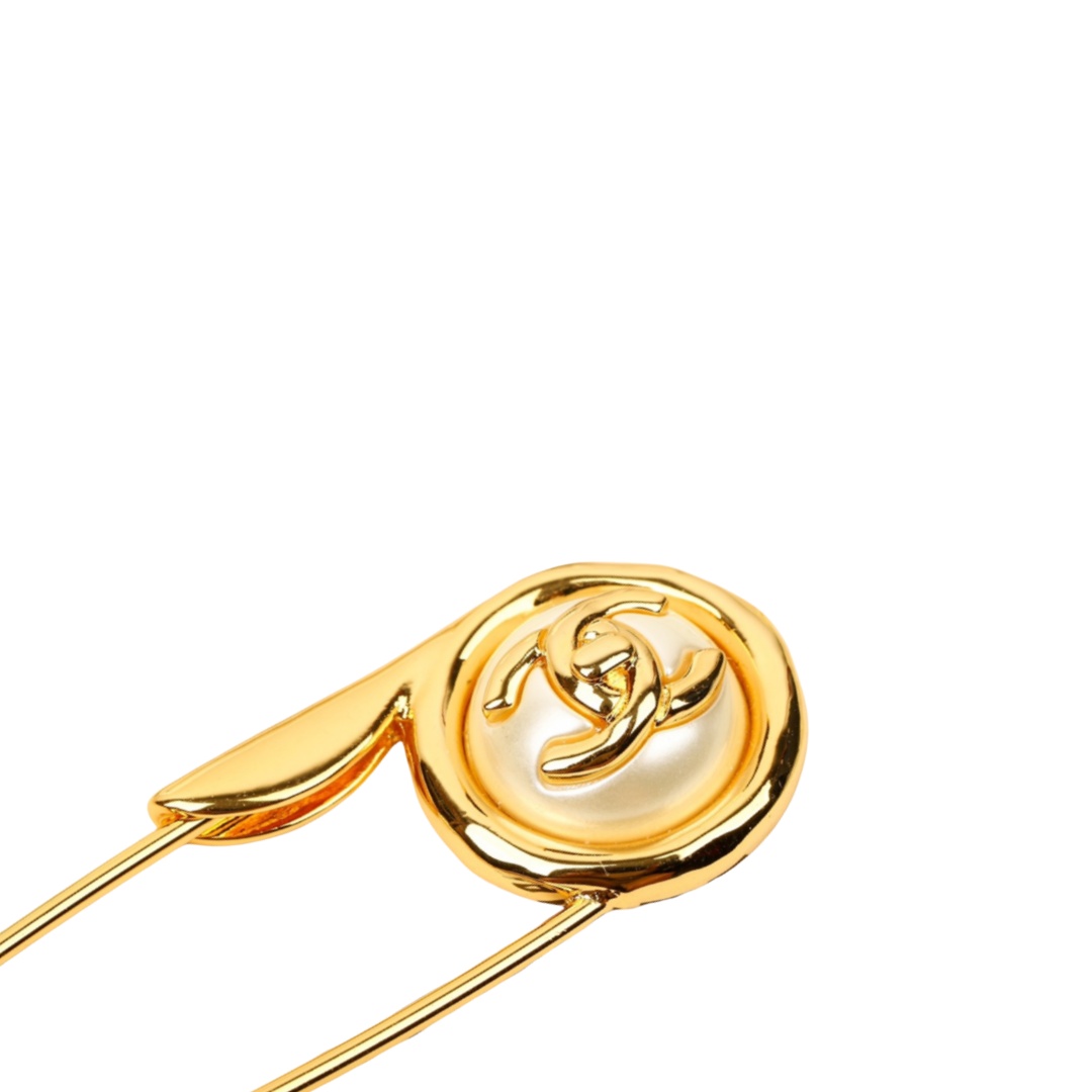 BCB462 Pearl button safety pin brooch pin - ccjewelryacc