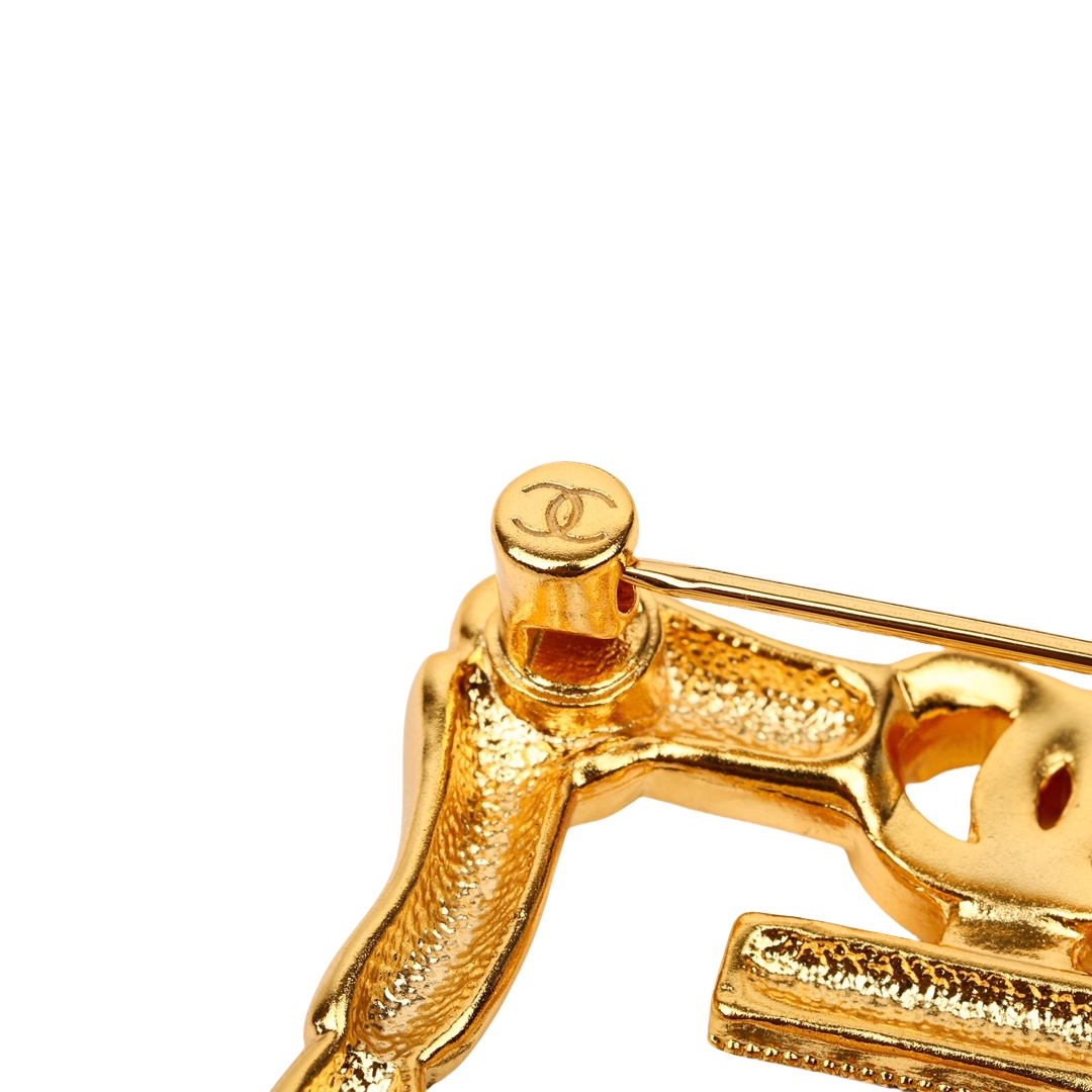 BCB444 Square hollow-out Gold Number 5 Brooch pin - ccjewelryacc