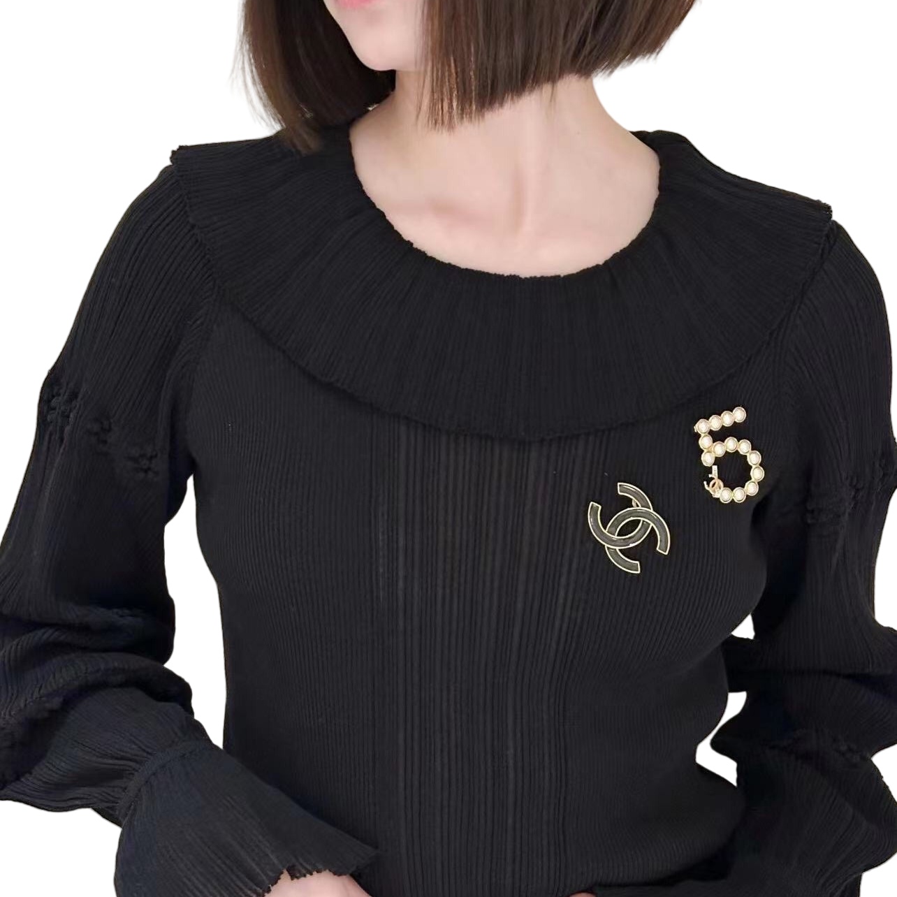 BCB172 24P Pearl Number 5 brooch pin - ccjewelryacc