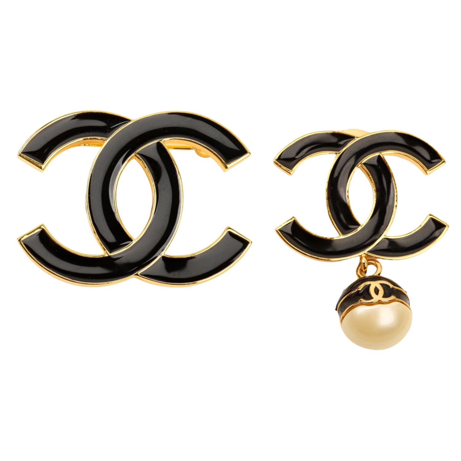 BCB328 24S Coco Black enamel cc logo Brooch Pins - ccjewelryacc