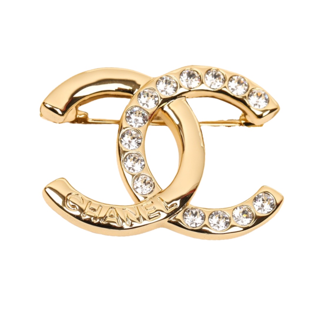 BCB311 24p Metal crysatl  CC logo brooch pin - ccjewelryacc
