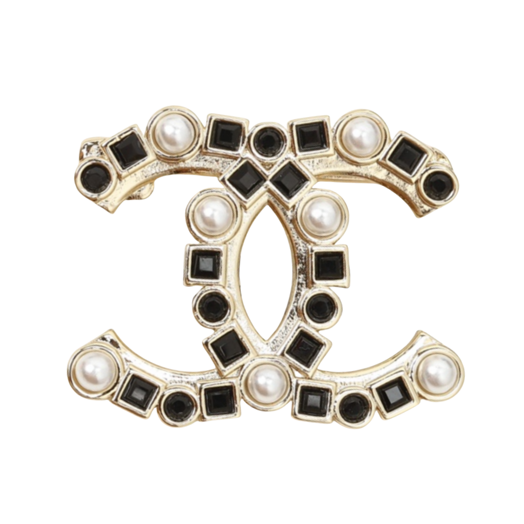 BCB386 Black crystal diamond cc brooch - ccjewelryacc
