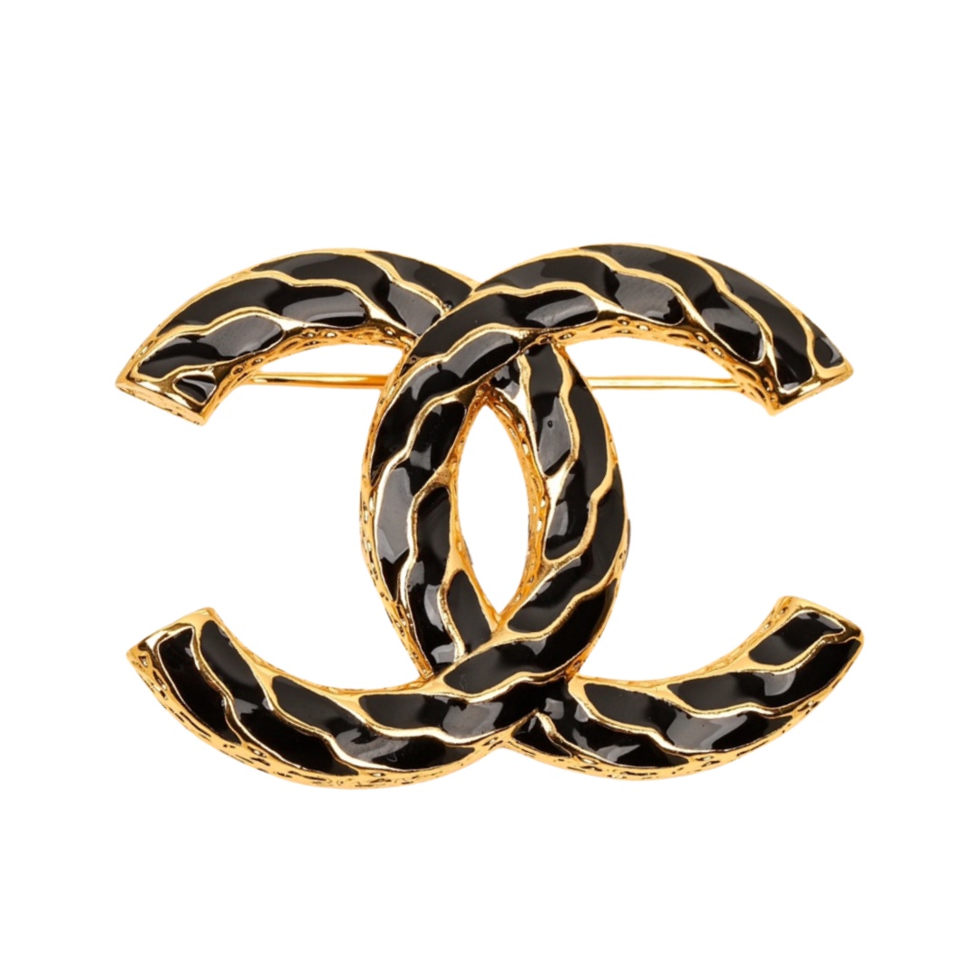 BCB329 24p black twisted enamel Coco cc Brooch Pins - ccfashionjewelry