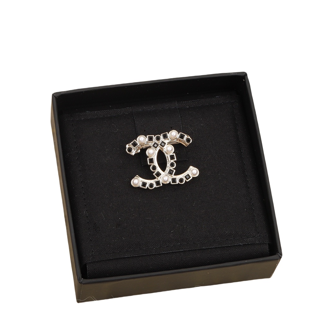 BCB386 Black crystal diamond cc brooch - ccjewelryacc