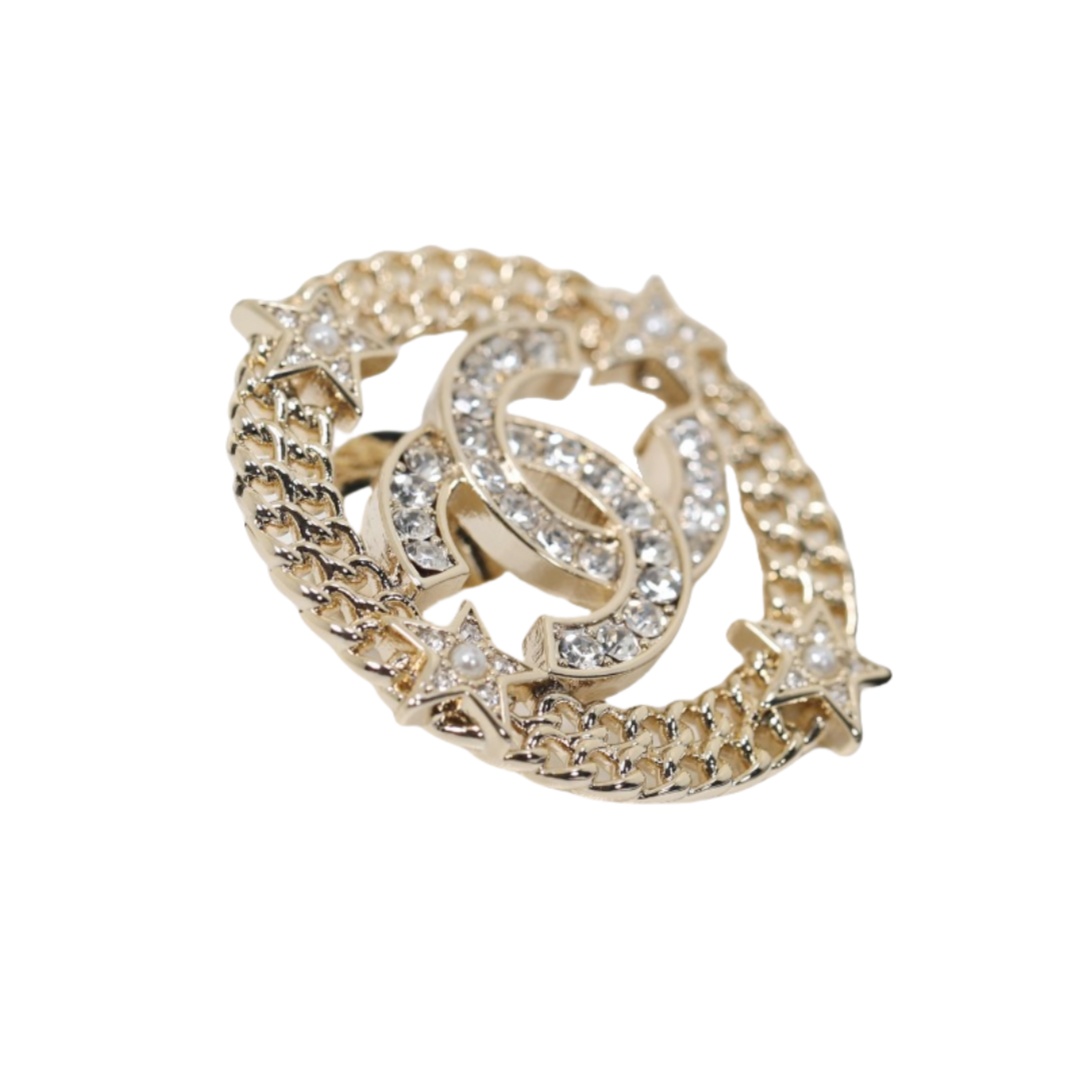 BCB322 Round Hollow-Out star crystal cc brooch pin - ccjewelryacc