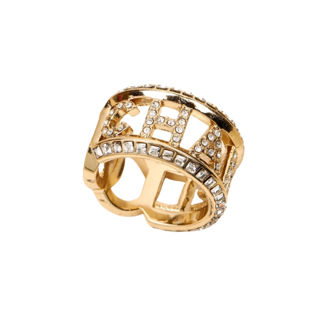 CCR055 Full crystal and CC logo RING - ccjewelryacc