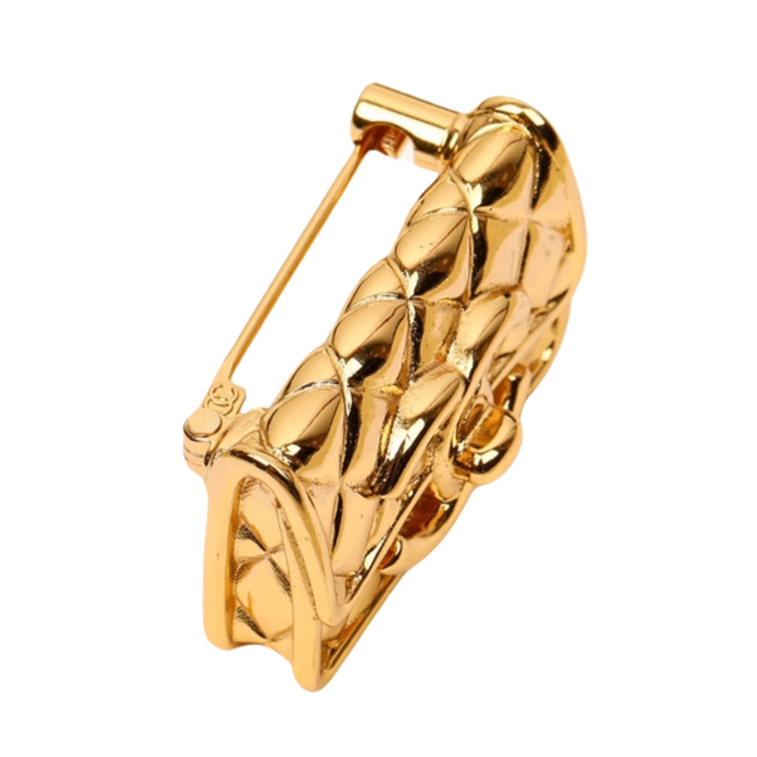 BCB434 24C metal gold bag with cc logo brooch pin - ccjewelryacc