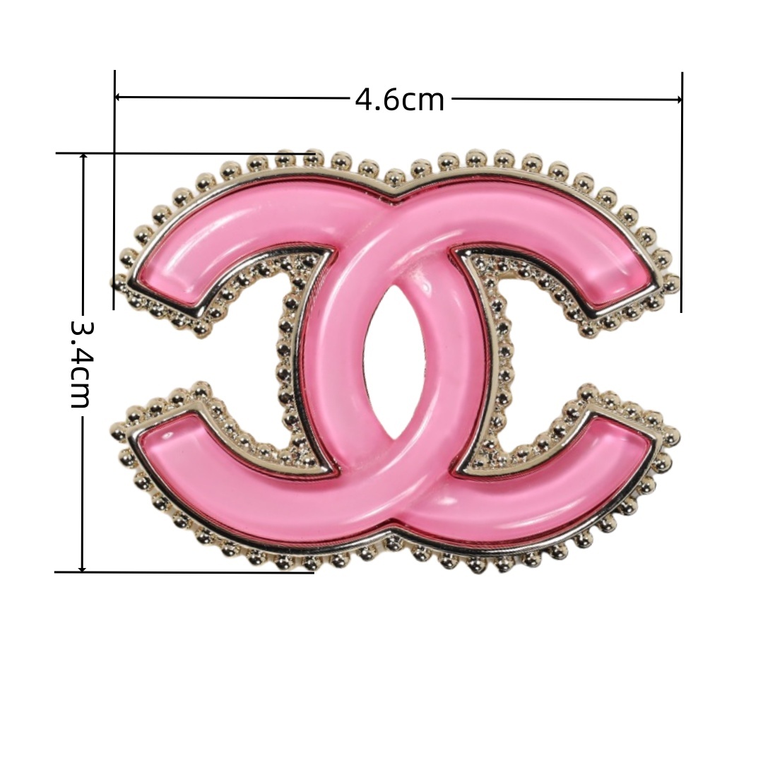 BCB325 24P Pink CC logo brooch pin - ccjewelryacc