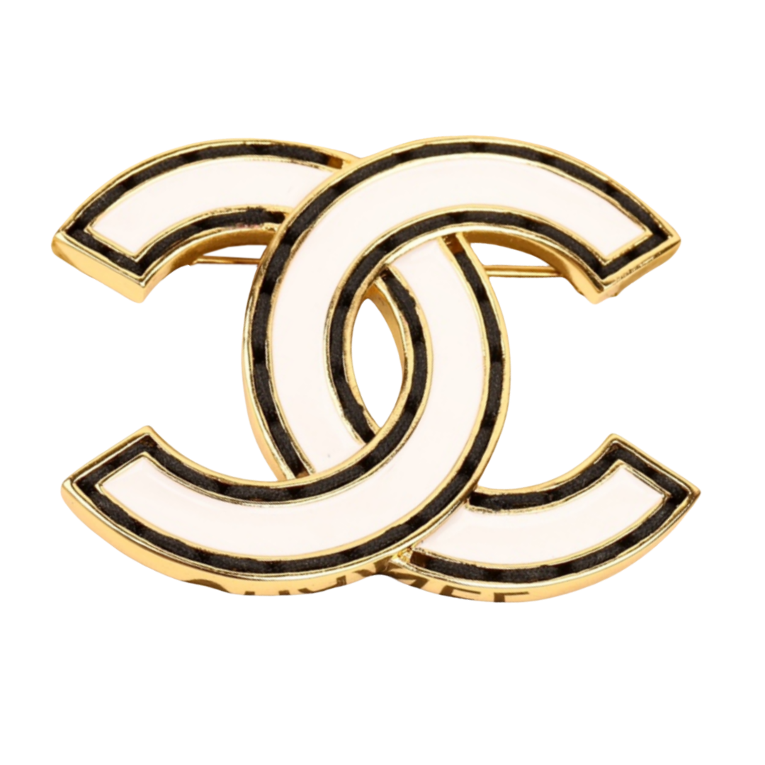 BCB384 24C White dripping cc logo brooch pin - ccjewelryacc