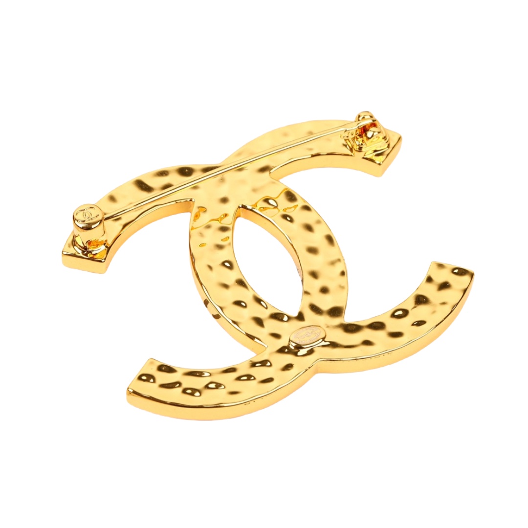 BCB200 24C Gold embossment and Pink/Black enamel Dual color CC Logo brooch pin - ccjewelryacc
