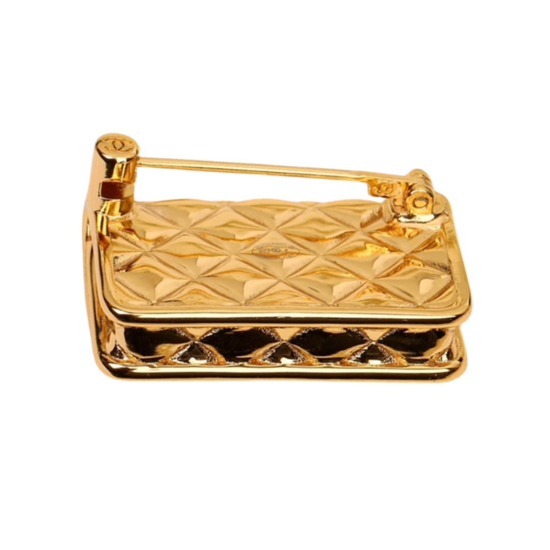 BCB434 24C metal gold bag with cc logo brooch pin - ccjewelryacc