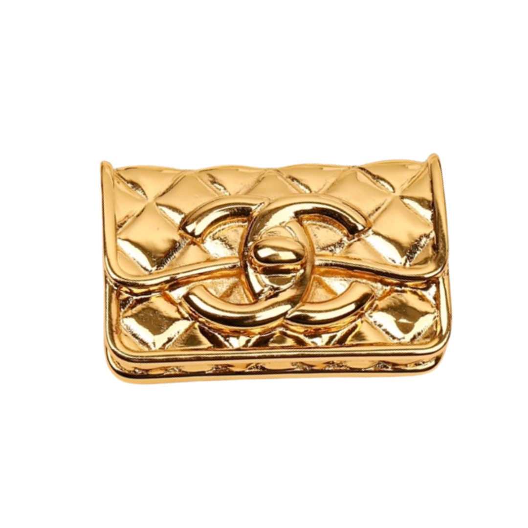 BCB434 24C metal gold bag with cc logo brooch pin - ccjewelryacc