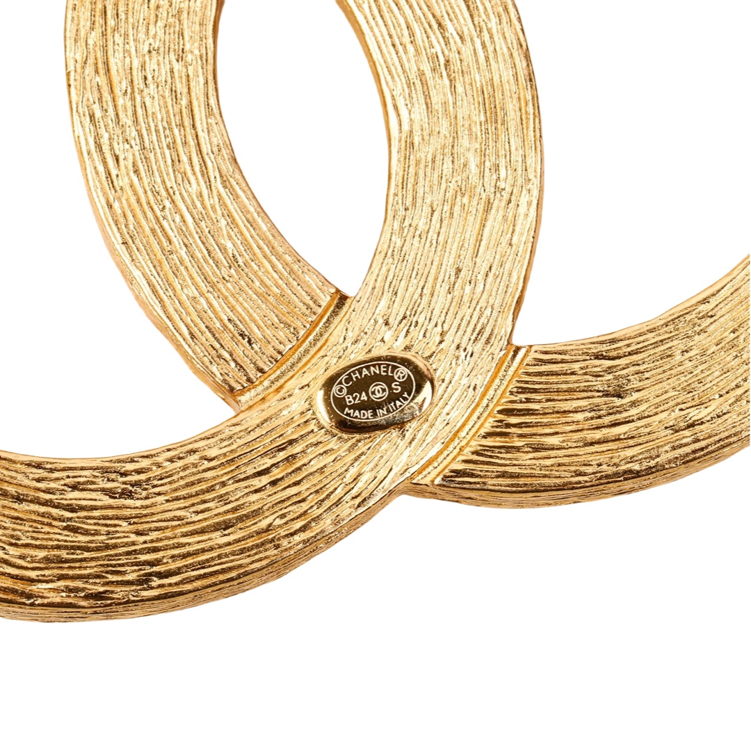 BCB348 Brushed gold with rectangle crystal CC logo brooch - ccjewelryacc