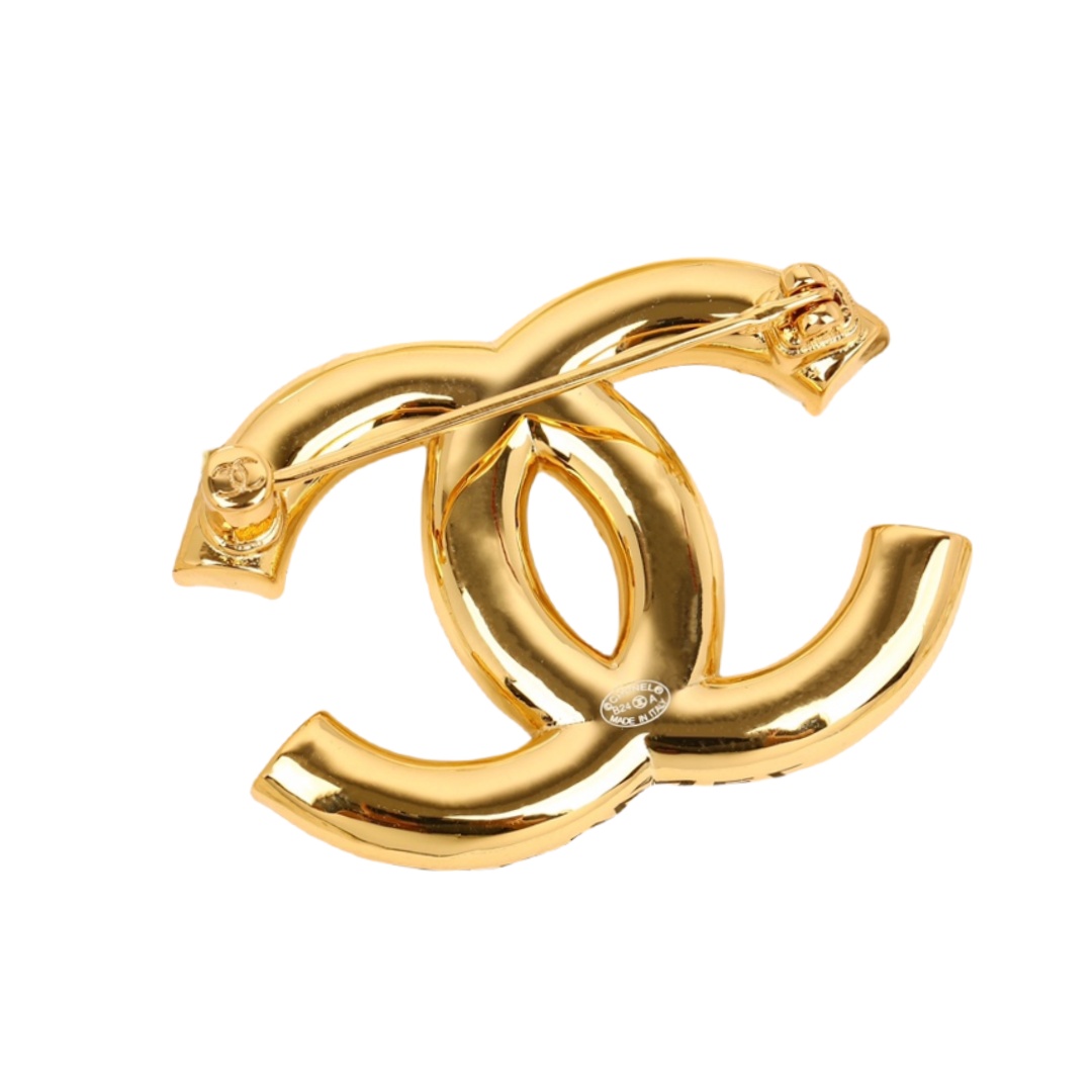 BCB398 24A Metiers d art Collection Pearl crystal cc logo brooch pin - ccjewelryacc