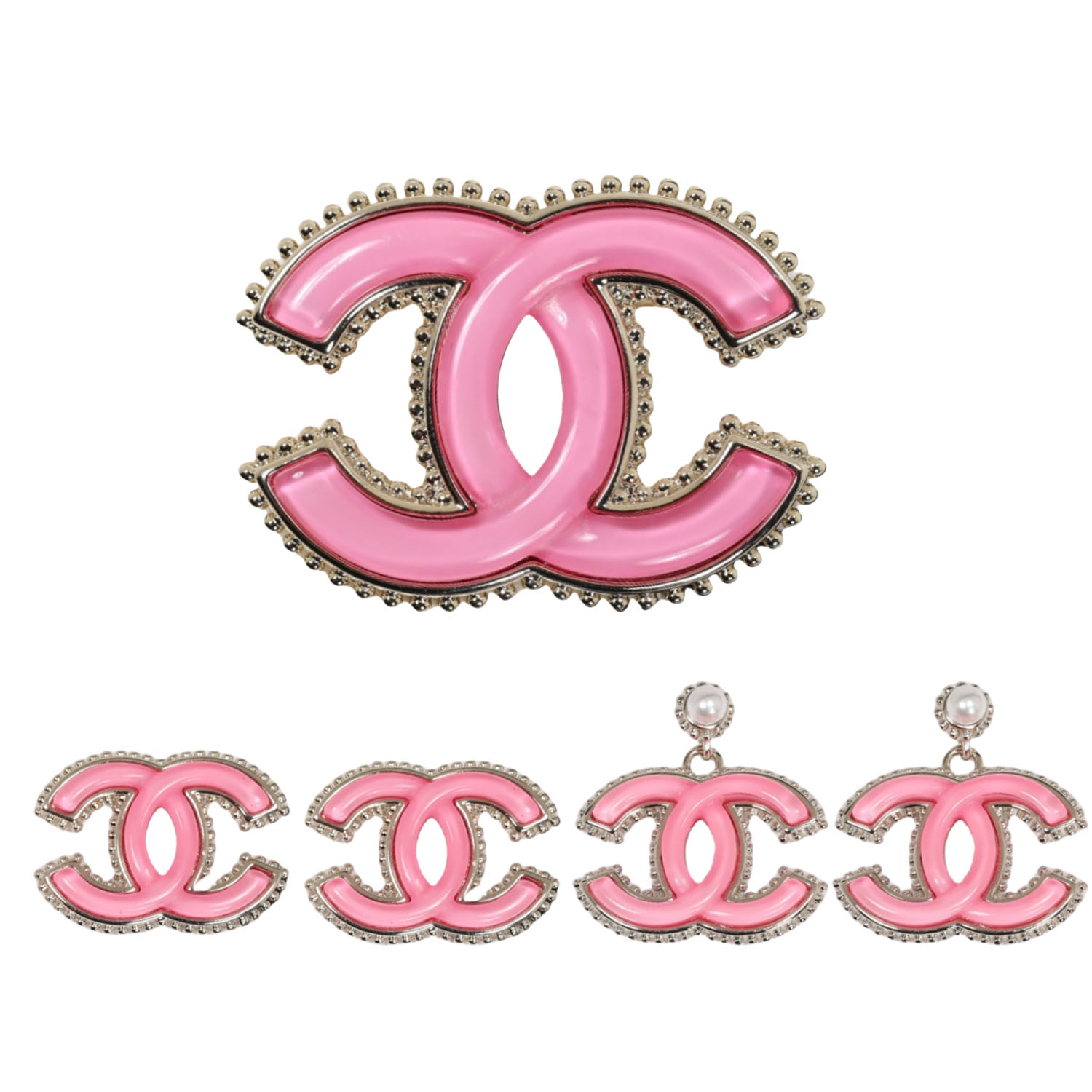BCB325 24P Pink CC logo brooch pin - ccjewelryacc