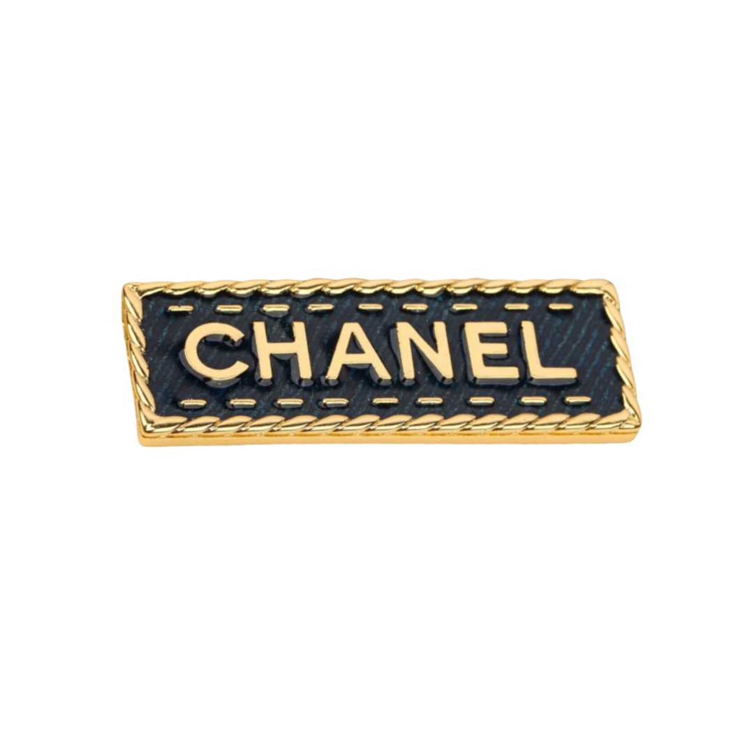 BCB306 Square Denim C H A N E L Letter brooch pin - ccjewelryacc