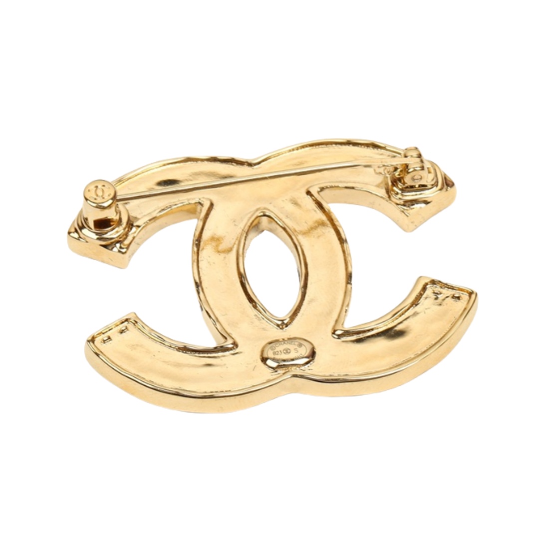 BCB435 23S Black Fake leather texture cc logo Brooch pin - ccjewelryacc