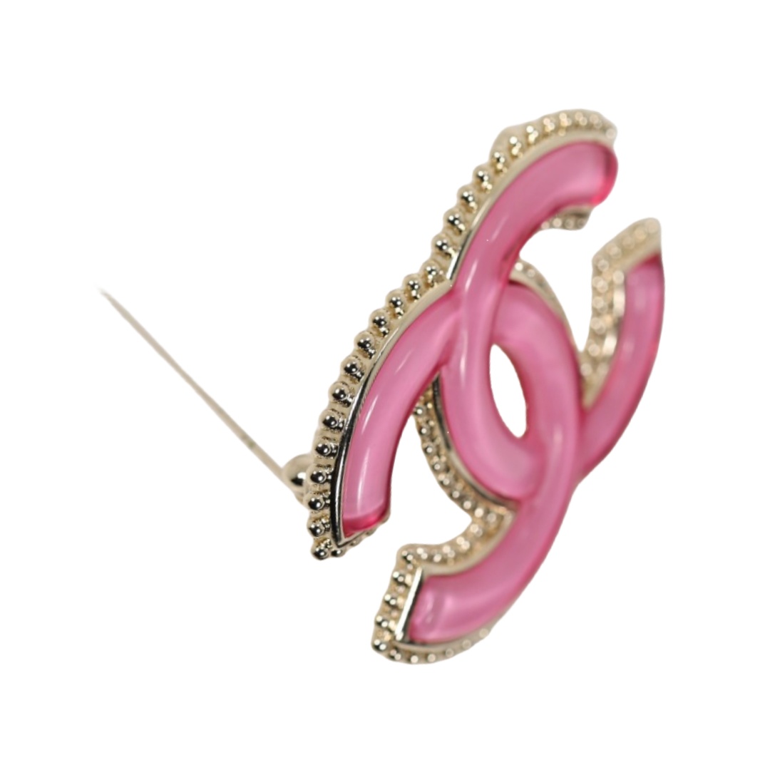BCB325 24P Pink CC logo brooch pin - ccjewelryacc