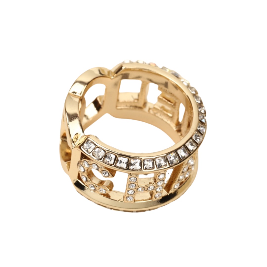 CCR055 Full crystal and CC logo RING - ccjewelryacc