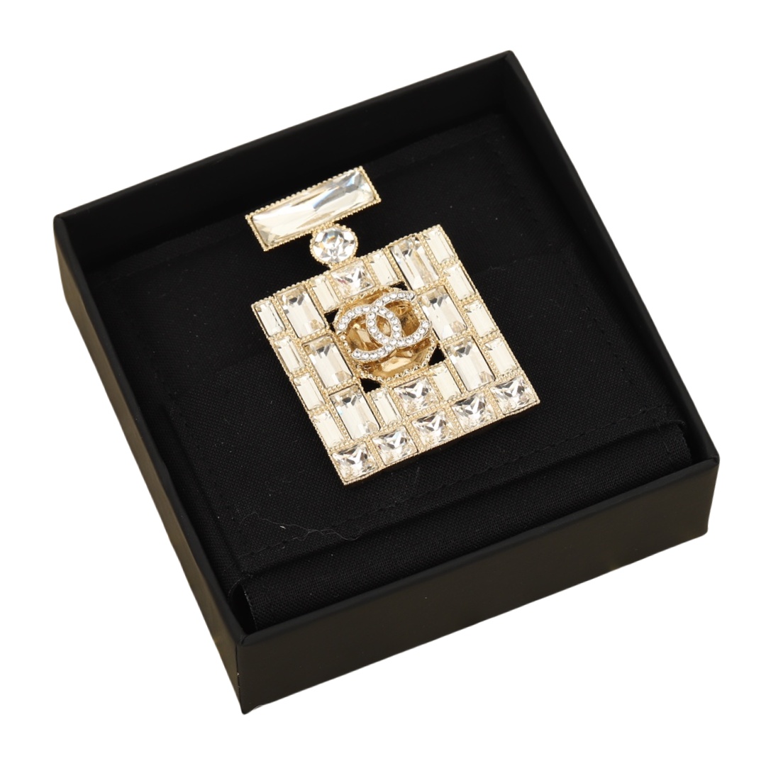 BCB308 CC 24C full diamond perfume bottle brooch - ccfashionjewelry