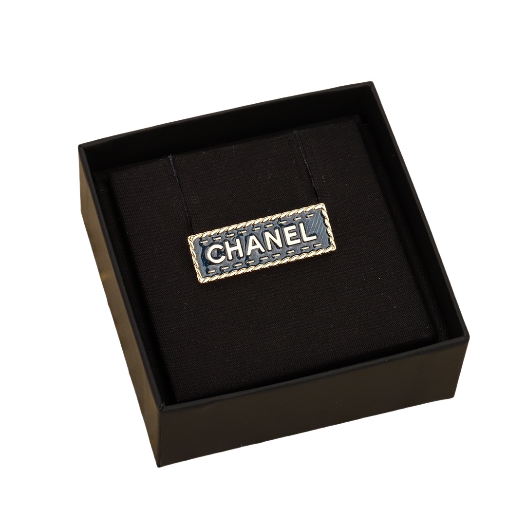BCB306 Square Denim C H A N E L Letter brooch pin - ccjewelryacc