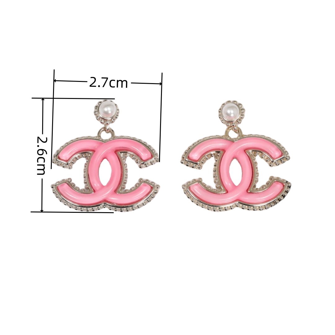 BCB325 24P Pink CC logo brooch pin - ccjewelryacc