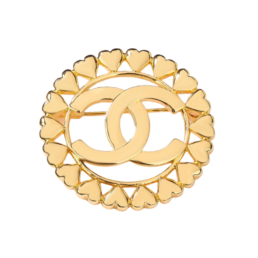 BCB226 Round Heart CC logo brooch pin - ccjewelryacc