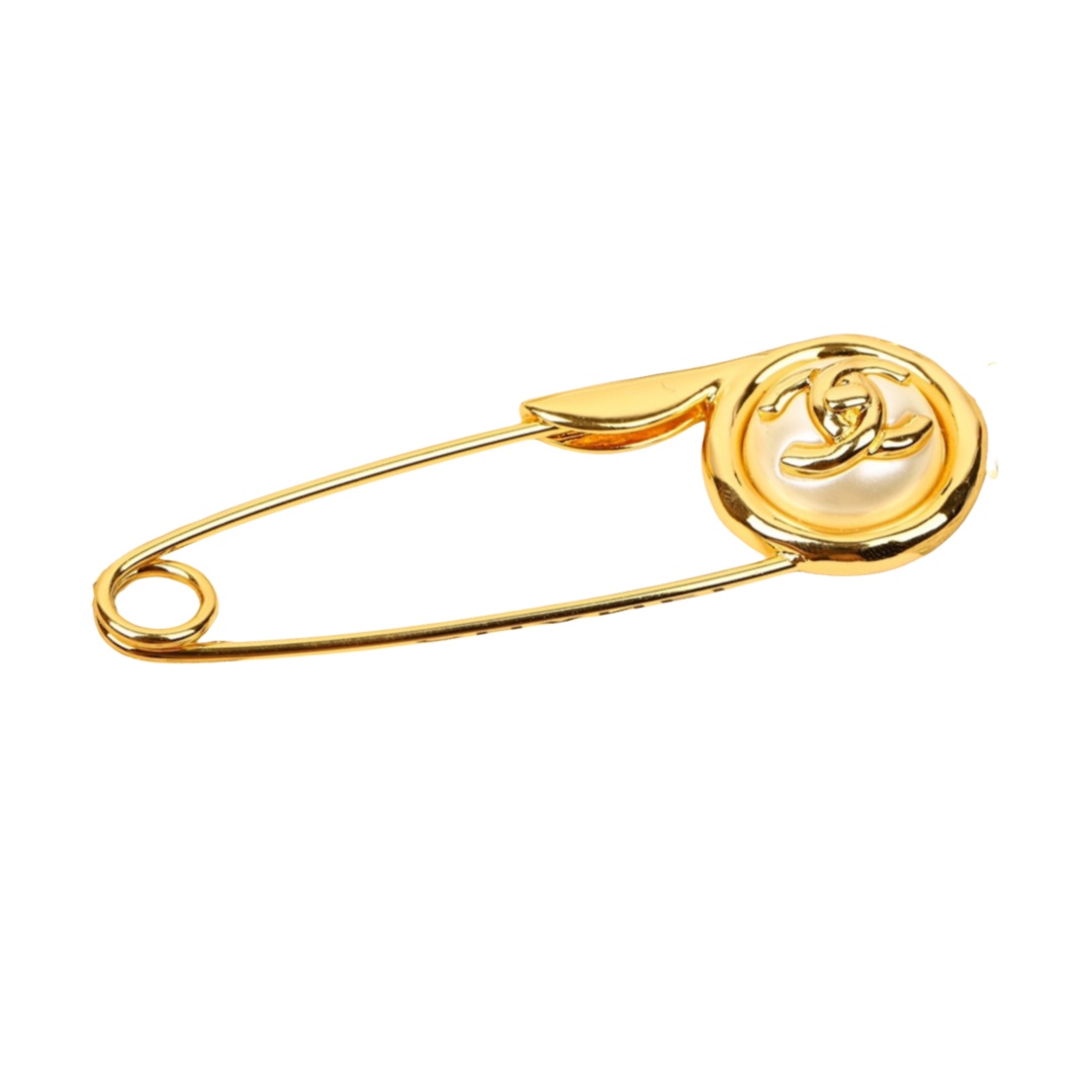 BCB462 Pearl button safety pin brooch pin - ccjewelryacc