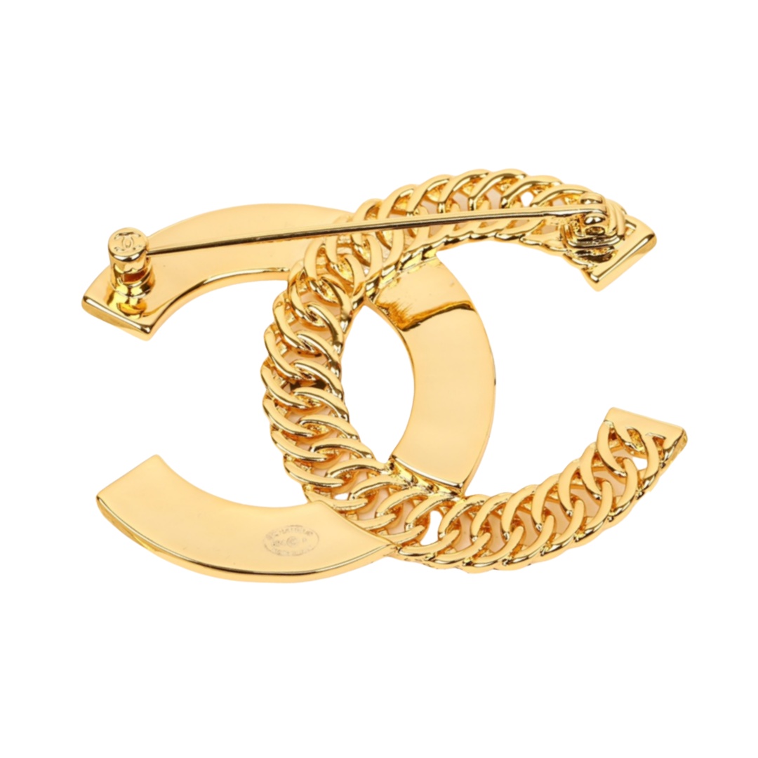 BCB332 24P Metal letter and chain CC logo brooch pin - ccfashionjewelry